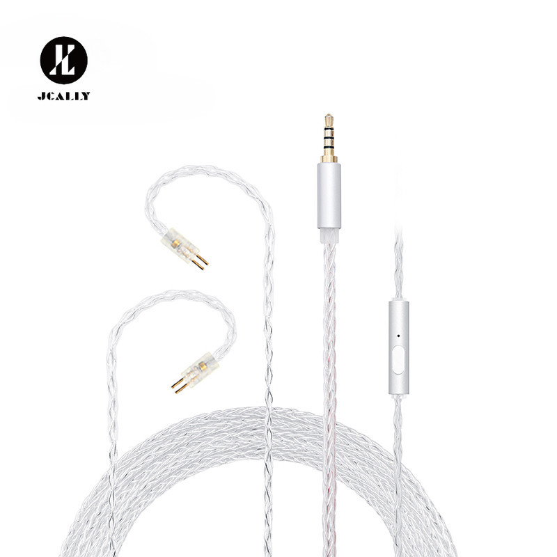 Mới JCALLY JC08S 8 Cổ phiếu 2Pin 0,78mm QDC KZ CPin Có Mic Cáp Nâng Cấp Tai Nghe Cho KZ EDX PRO Castor CCA TRN