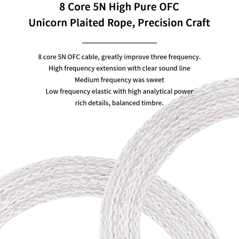 Mới JCALLY JC08S 8 Cổ phiếu 2Pin 0,78mm QDC KZ CPin Có Mic Cáp Nâng Cấp Tai Nghe Cho KZ EDX PRO Castor CCA TRN