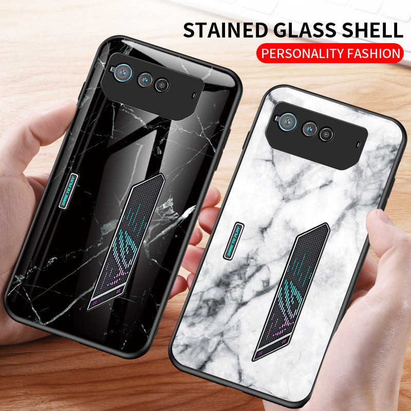 Dành Cho Asus Rog Điện Thoại 6 6D Ốp Lưng Chống Sốc Hạt Đá Cẩm Thạch Kính Cường Lực Cứng Ốp Lưng Mềm Cho Asus Rog Điện Thoại 6D 6 5G
