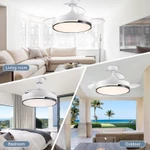 Quạt Trần Đèn Cánh Cụp , Quạt Trần Đèn LED Cánh Ẩn Điều Khiển Từ Xa, 6 Tốc Độ Gió, 3 Chế Độ Đèn — ảnh 5