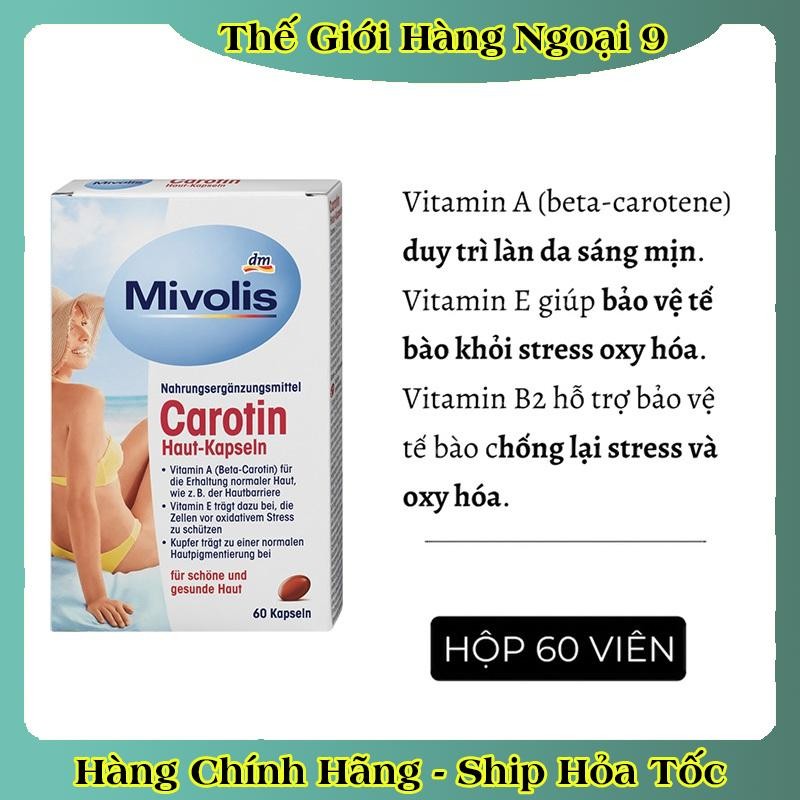 [Đủ Bill] [Tách lẻ] Viên Uống Chống Nắng Mivolis Carotin Hộp 60 Viên - Hàng Đức Chính Hãng