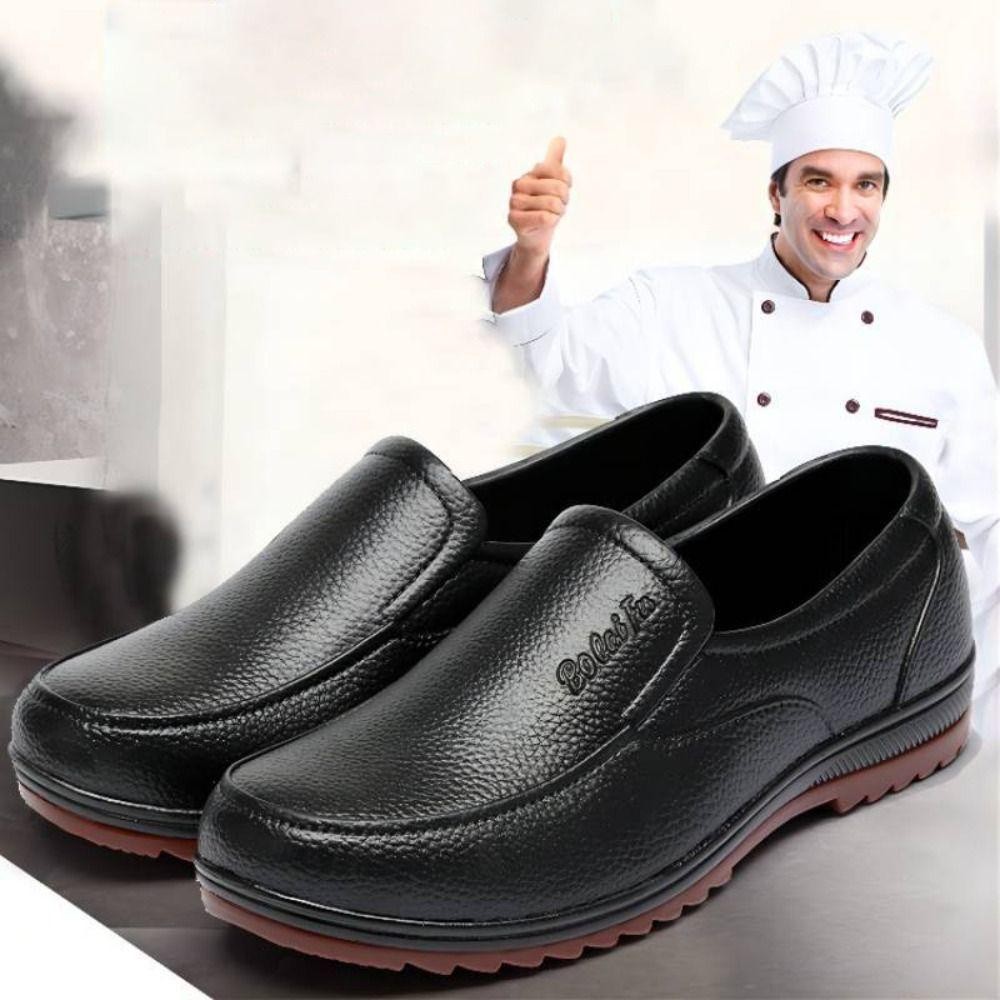 Giày đế gân bò HOBBYIN, Giày đi mưa cắt thấp chống trượt, Giày chống nước nhà bếp chống mài mòn ống ngắn