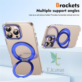 Giá đỡ có thể xoay được Vỏ bọc iphone 16 15 14 13 12 pro max Trong suốt Crysta Ice-sensing Matel Nút ống kính Vỏ trong suốt