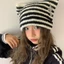 Mũ Beanie ESSENCEH Y2K, Mũ Quỷ Ngôi Sao Sọc Dễ Thương Y2K, Móc Dễ Thương Mèo Quỷ Tai Mèo Thu Đông
