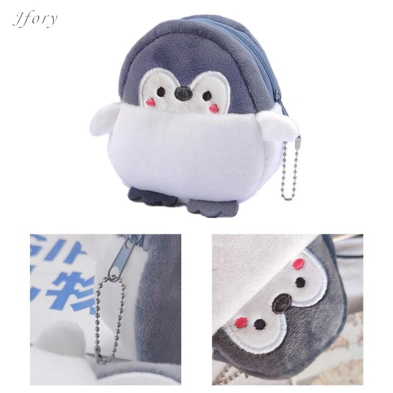 Túi đựng tai nghe ví Jfory Túi lưu trữ nhỏ hoạt hình có dây kéo Túi chim cánh cụt dễ thương đa năng để mua sắm,