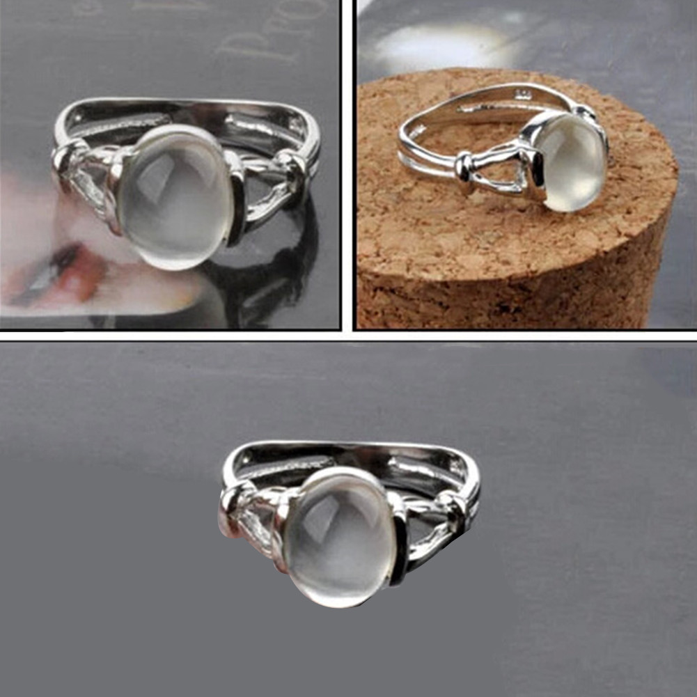Fairystore| Vintage Moonstone Kẻ Sọc Nhẫn Nữ Trang Sức Cưới Quà Tặng Ngày Lễ Tình Nhân