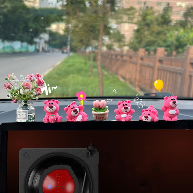 Mới Lotso Dâu Gấu Mô Phỏng Hoa Trang Trí Màn Hình Ô Tô Tự Động Điều Khiển Trung Tâm Điều Hướng Trang Trí Màn Hình Ô Tô Màn Hình Hiển Thị Trang Trí Nội Thất