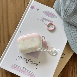 Ốp Màu Hồng Cho AirPods 4 [2024] AirPods Pro2 Pro 3 2 1 Bảo Vệ Tai Nghe Không Dây Apple Nơ Xanh