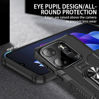 Dành Cho Tecno Spark Go 2023 Ốp điện thoại PC Cứng Lưng Mềm TPU Edge Bảo Vệ Camera Nhẫn Giá Đỡ Chân Đế Chống Sốc Mỏng Bao