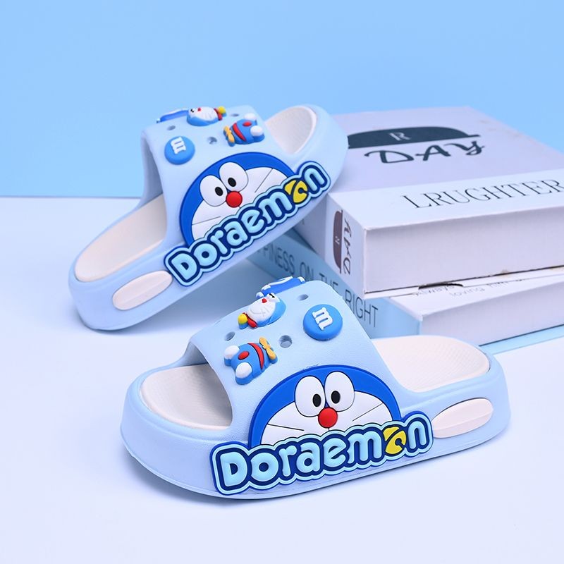 Hàng sẵn có Dép trẻ em Bé trai Phim hoạt hình mới Doremon Big Kids Đế mềm chống trượt trong nhà Mặc ngoài trời cho bé trai