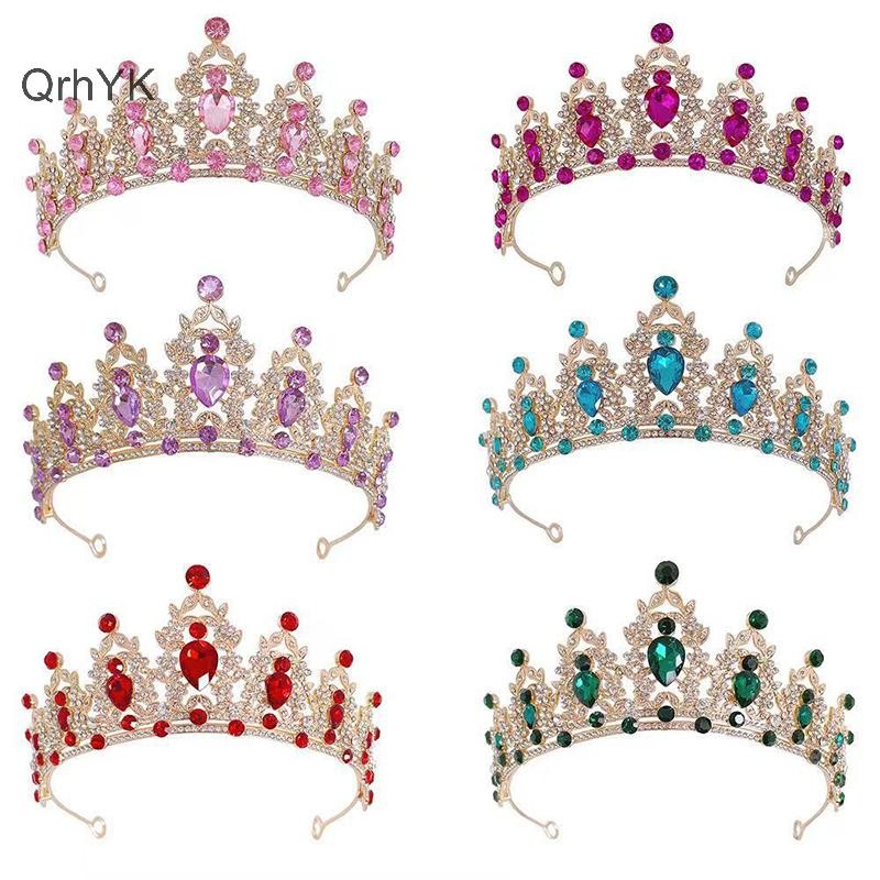 Nhà Máy Thời Trang Thanh Lịch Pha Lê Công Chúa Vương Miện Phụ Kiện Tóc Tiara Cho Nữ Đảng Kim Cương Giả Cưới Cô Dâu Vương Miện Trang Sức Mới QrhYK