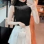 Basa Mùa Hè Hàn Quốc Nửa Cổ Rùa Rỗng Dệt Kim Áo Vest Nữ Màu Trơn Không Tay Slim Top BASD