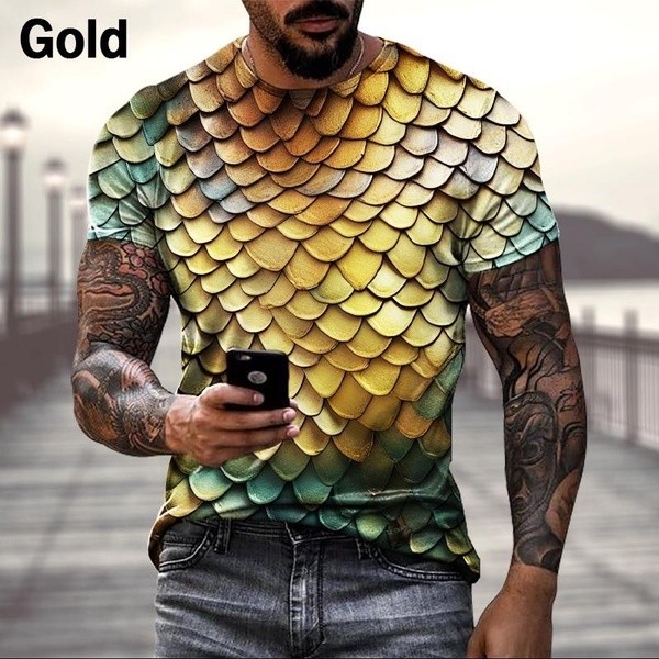 Áo thun nam in 3D da rắn thời trang đường phố-áo cá tính ngầu, S-5XL cỡ