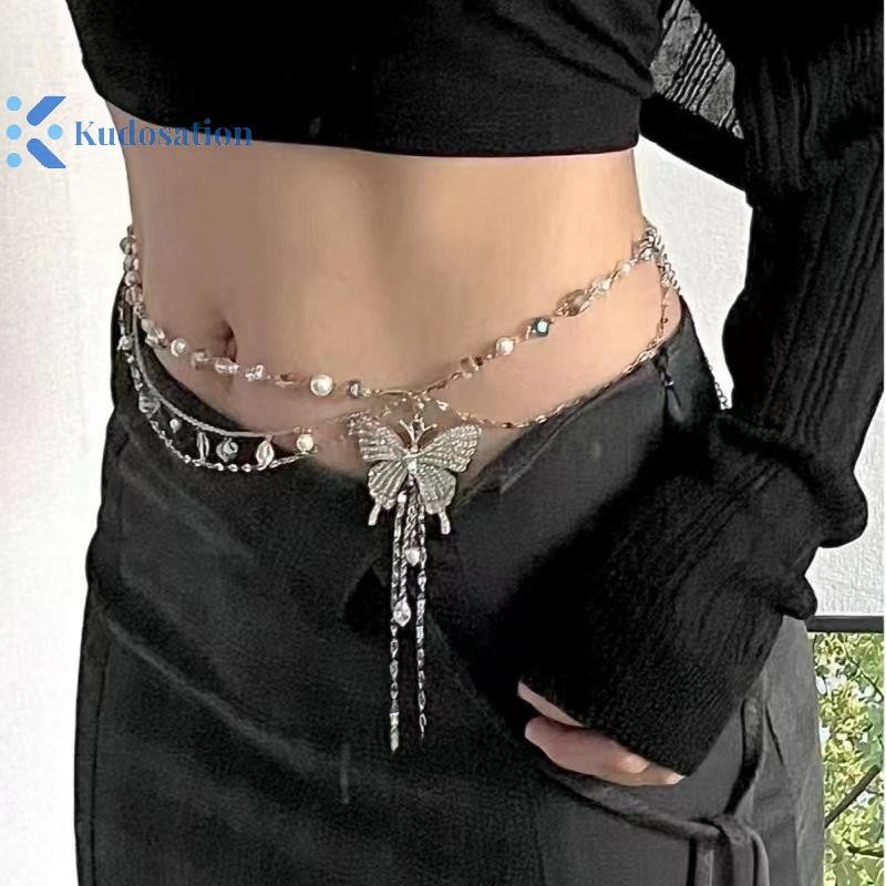 Kudosation Đơn Giản Sáng Bóng Trang Trí Dây Thắt Lưng Mỏng Cho Nữ Bé Gái Thời Trang Có Thể Điều Chỉnh Dây Thắt Lưng Kim Loại Punk Slim Body Dây Xích