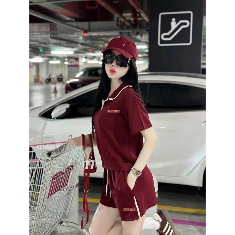 Set Bộ Đùi Thêu Chữ Nổi Cổ Khóa Chất UMI Hàn Sang Chảnh Năng Động Cạp Chun CóTúi khóa kéo 2 bên quần