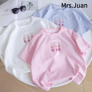 Áo thun bé gái thêu tim xinh – Chất cotton mềm thoáng, kiểu dáng dễ thương