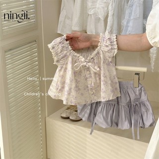 Bộ trang phục hoa cho bé gái, bộ hai mảnh thời trang cho trẻ em