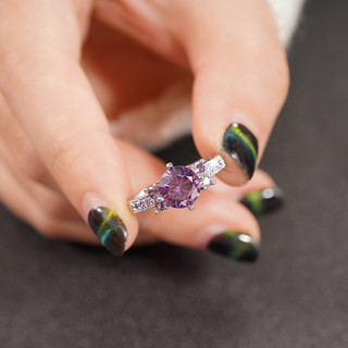 S925 Sterling Bạc Tím Zircon Nhẫn Trang Sức Thời Trang Đơn Giản Quà Tặng Nữ