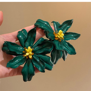 1 đôi bông tai hoa acrylic kim bạc phong cách kỳ nghỉ, nhẹ nhàng sang trọng, cảm giác cao cấp