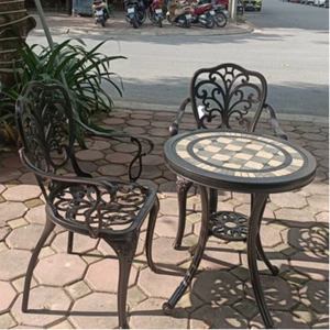 Bộ Bàn ghế ban công Bàn mặt đá đẹp Bàn ghế cafe ban công Bàn ghế sân vườn ngoài trời mặt đá - BO46