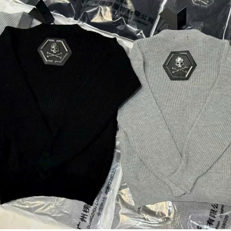 Áo Len Logo Trước Sau Đầu Lâu Sắt KCloset Áo Sweter Chất Len Dày Dặn Nam Nữ NA603