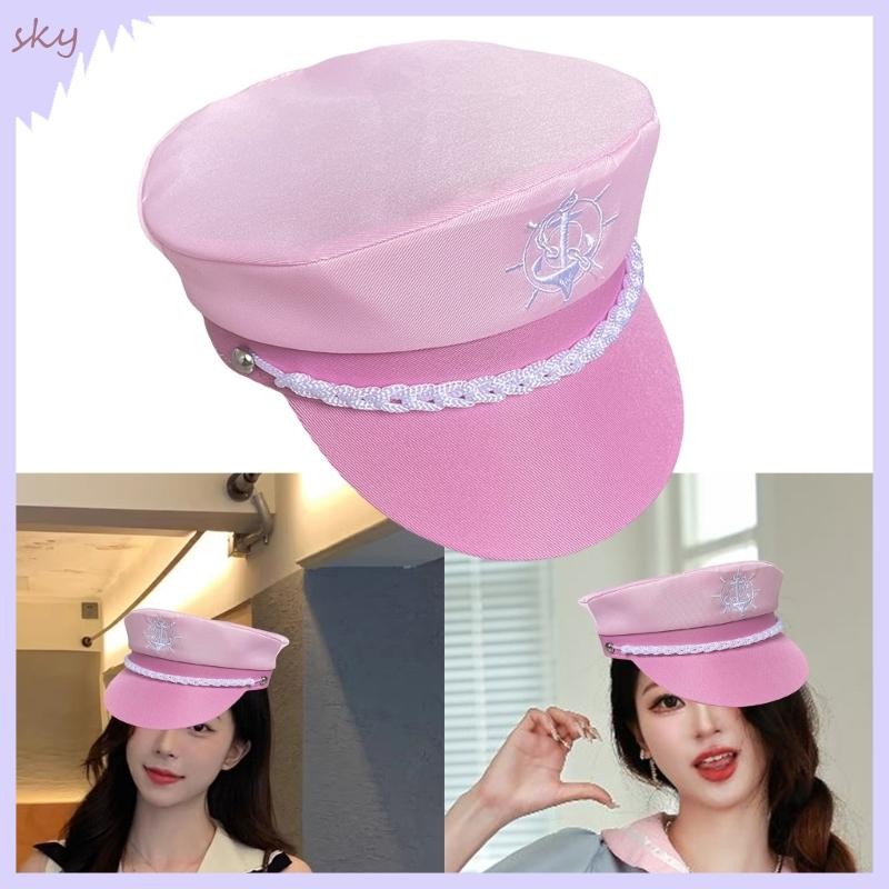 Bầu Trời Bé Gái Mũ Đội Trưởng Thêu Cho Bữa Tiệc Trang Điểm Thanh Lịch Đảng Chủ Đề Thủy Thủ