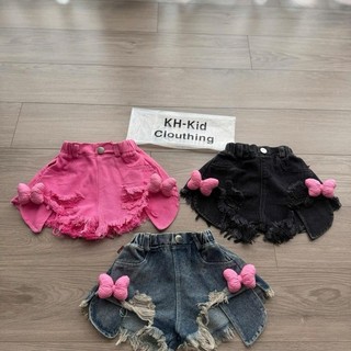 Q23M2-[tomnaukid] Quần Short bò gắn nơ cho bé  gái size từ 10-34Kg