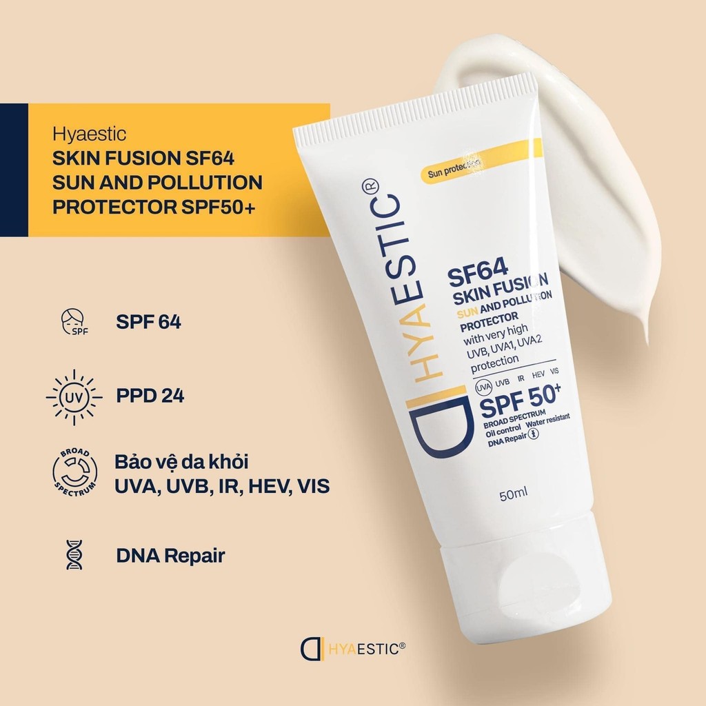 Kem chống nắng bảo vệ da Hyaestic Skin Fusion SF64 Sun And Pollution Protector SPF50+  50ml