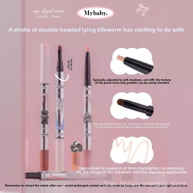 FLORTTE Bút lông tơ hai đầu, highlighter mờ, bút kẻ mắt sáng TSYA