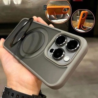 Trọng Mờ Từ Đứng Ốp Lưng Có Bảo Vệ Ống Kính Máy Ảnh Cho iPhone 16 15 14 Plus 13 12 11 Pro Max Ốp Lưng