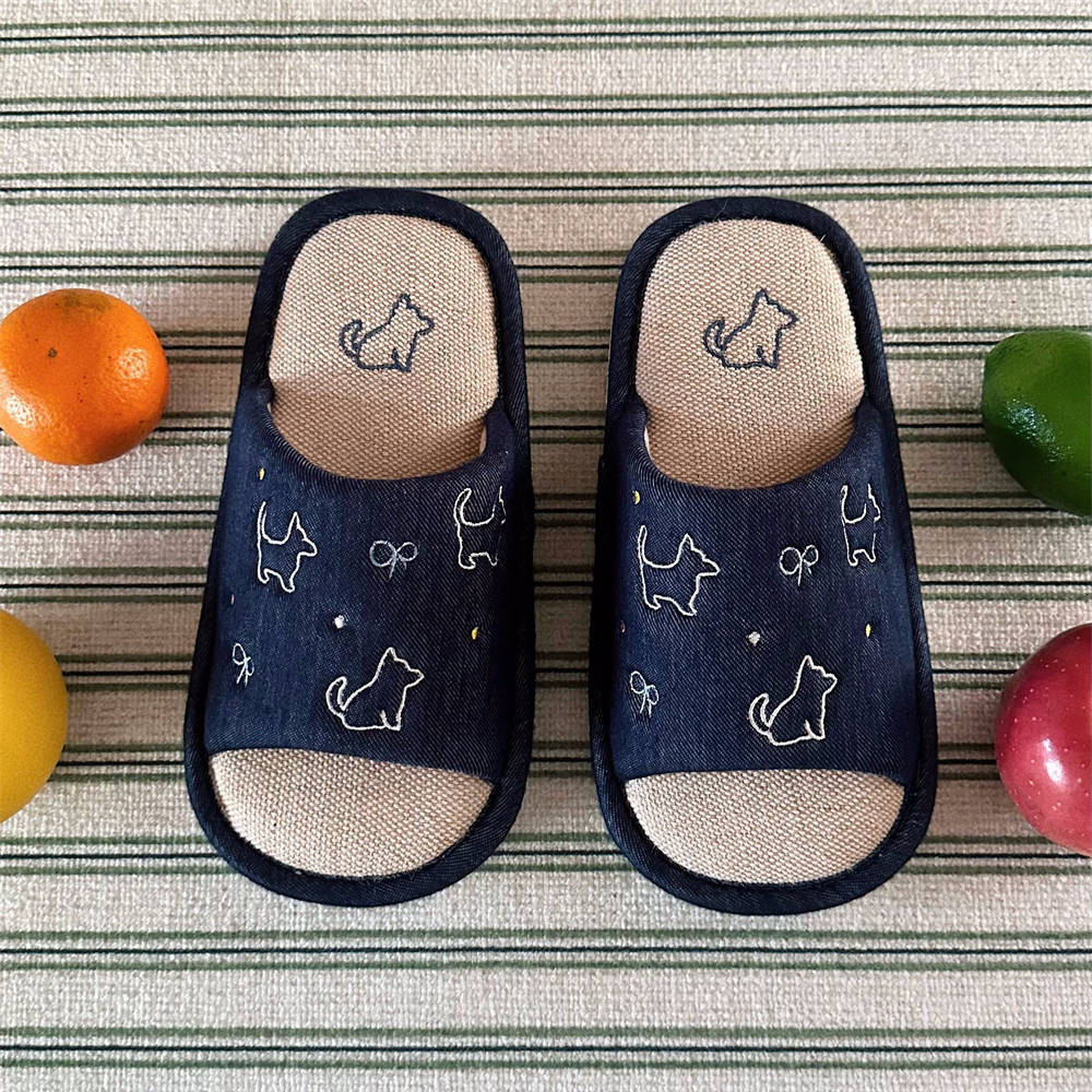 XIXITIAO Dễ Thương Thêu Chó Con Mồ Hôi Mùa Xuân Thoải Mái Mùa Hè Điều Hòa Không Khí Phòng Cotton Line