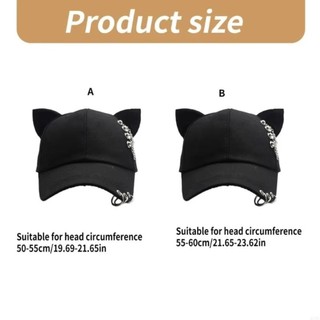 CLKLACEMASK Mũ Bóng Chày, Kim Loại Quyến Rũ Có Thể Điều Chỉnh Mũ Cắm Trại, Thời Trang Mèo Thiết Kế Tai Tiểu Văn Hóa Đen Cha Mẹ Trẻ Em Mũ Unisex