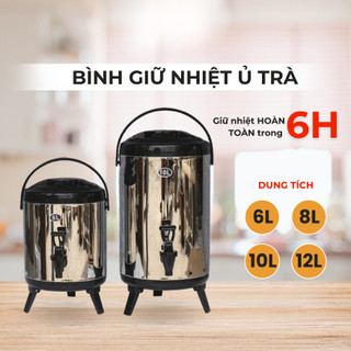 Bình ủ trà giữ nhiệt Inox 304 cao cấp, bình đựng nước có vòi chuyên dụng 6 lít -12 lít
