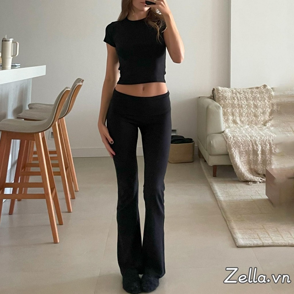 Trang phục mùa hè dành cho nữ Áo thun cổ tròn ngắn tay + Bộ quần lưng thấp