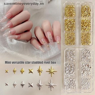 [savemoneyeveryday] 6 Lưới Kim Loại Vàng Bạc Móng Tay Nghệ Thuật Kim Cương Giả Trang Trí Làm Móng Tay Quyến Rũ Flatback Starburst Pentagram Phụ Kiện Móng Tay Ngọc [vn]