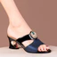 Dép Guốc Nữ Gót Vuông 5cm Hở Mũi Quai Ngang Đính Đá Hoá Pha Lê Cao Cấp Top Women Shoes - Mã CG787