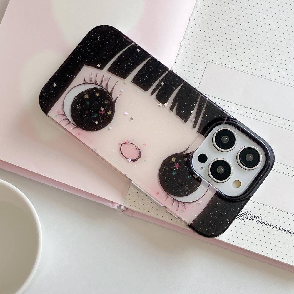 Vỏ cứng dạng bột lấp lánh Tương thích với iPhone 13 13Pro 13ProMax 14 14Pro 14ProMax 15 15Pro 15ProMax 16 16Pro 16ProMax 17 17Pro 17ProMax Ốp họa tiết mắt to