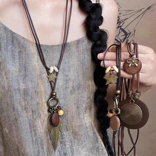 Vòng cổ bohemian retro hợp kim và lông vũ, dễ dàng phối đồ
