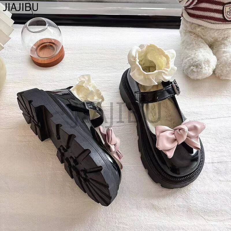Size 34-46 Giày Nữ Size Lớn Chất Lượng Cao 45 Korean Fashion Platform Mary Jane Shoes 44 Giày Đi Học Gót Dày Màu Đen 43 Giày Công Chúa Cosplay Nơ Kiểu Pháp 42 Japanese JK Uniform Lolita Doll Shoes Giày Da Nhỏ Mũi Tròn Chống Trượt Phong Cách Anh Có Gót Dày