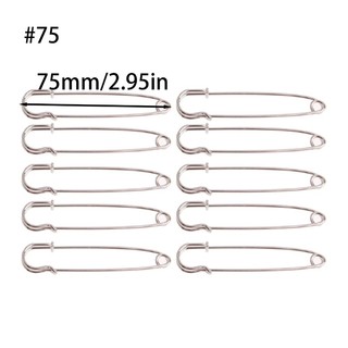 Pealike Heavy Duty Safety Pins 10 chiếc Bộ tông màu bạc lớn Dụng cụ may chốt chắc chắn