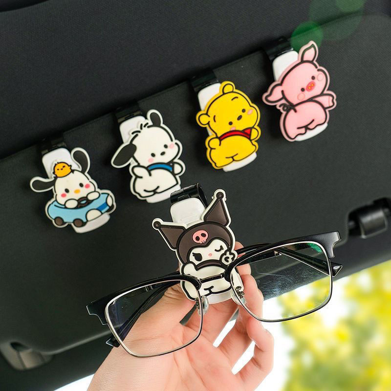 Kẹp kính ô tô, bảo quản tấm che nắng, hiện vật đa chức năng, giá đỡ kính râm ô tô, xe hoạt hình có kẹp thẻ dễ thương Có thể sử dụng làm quà tặng
