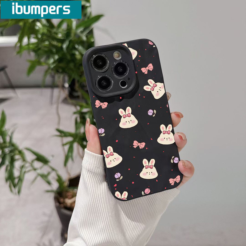 ibumpers Ốp Lưng IPhone Dễ Thương Thanh Lịch Hoạt Hình Họa Tiết Thỏ Cho IPhone 16 15 14 12 13 11 Pro Max IP 7 8 Plus X XS XR Ốp Điện Thoại Silicon Mềm Chống Sốc Mỏng