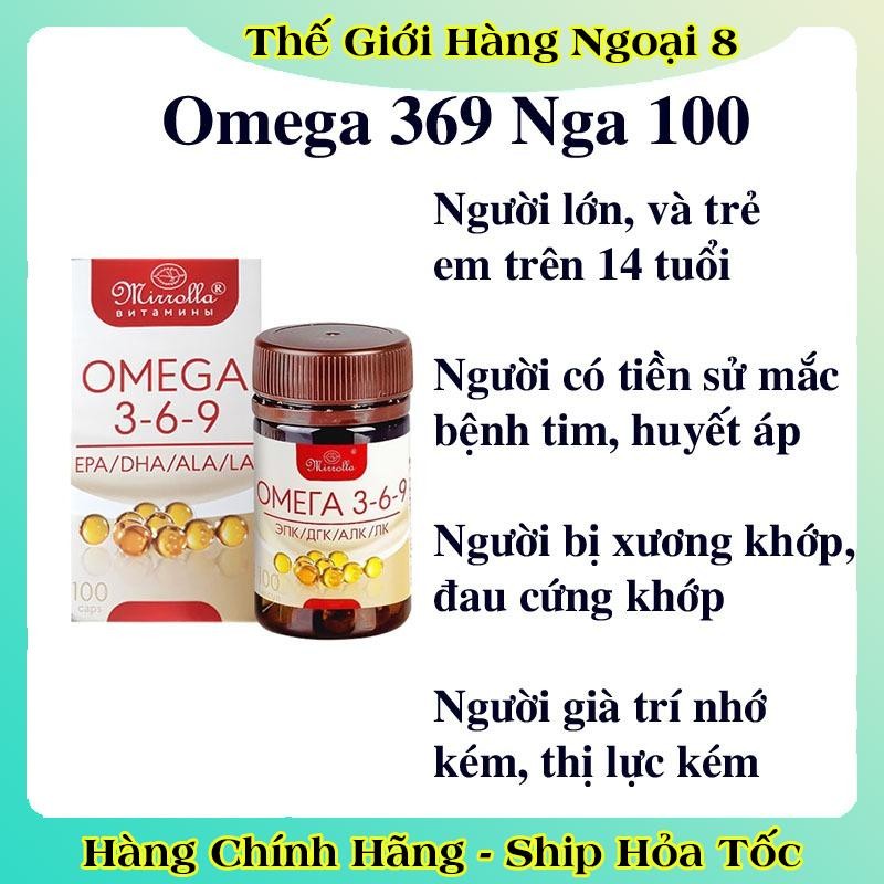 [Chính hãng Đủ Bill]  Viên uống Omega 369 Mirrolla của Nga hộp 100 viên