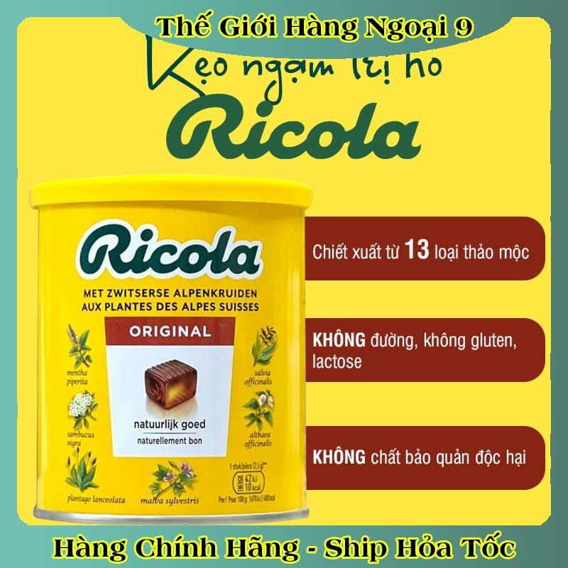 Kẹo ngậm ho thảo mộc Ricola Original Herb 250gr Đức -Date mới đủ bill