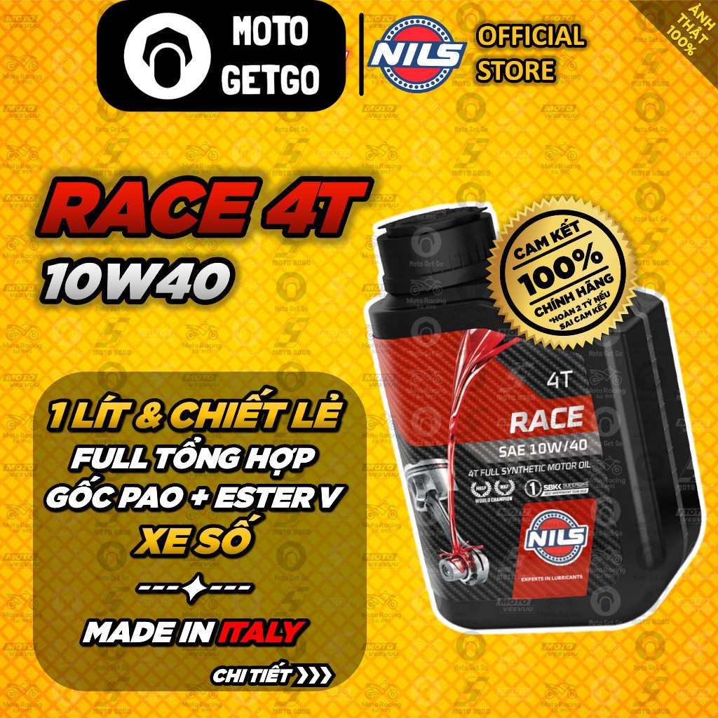 [MTGG] Nils Race 10w40 Nhớt tổng hợp siêu cao cấp cho xe số, côn tay ...