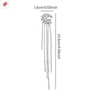 ALIK Thời Trang Sáng Bóng Zircon Mặt Trăng Ngôi Sao Dài sel Kẹp Tai Bông Tai Thiết Kế Hợp Thời Trang Nữ Vòng Đeo Tai Dự Tiệc Trang Sức VN