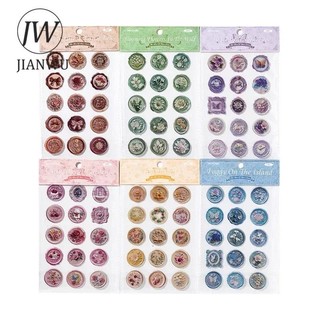Jianwu Time Box Series Vintage Hoa Cảnh Quan Chất Liệu Cắt Dán Lửa Sơn Nhỏ Giọt Keo Dán Sáng Tạo DIY Tạp Chí Văn Phòng Phẩm