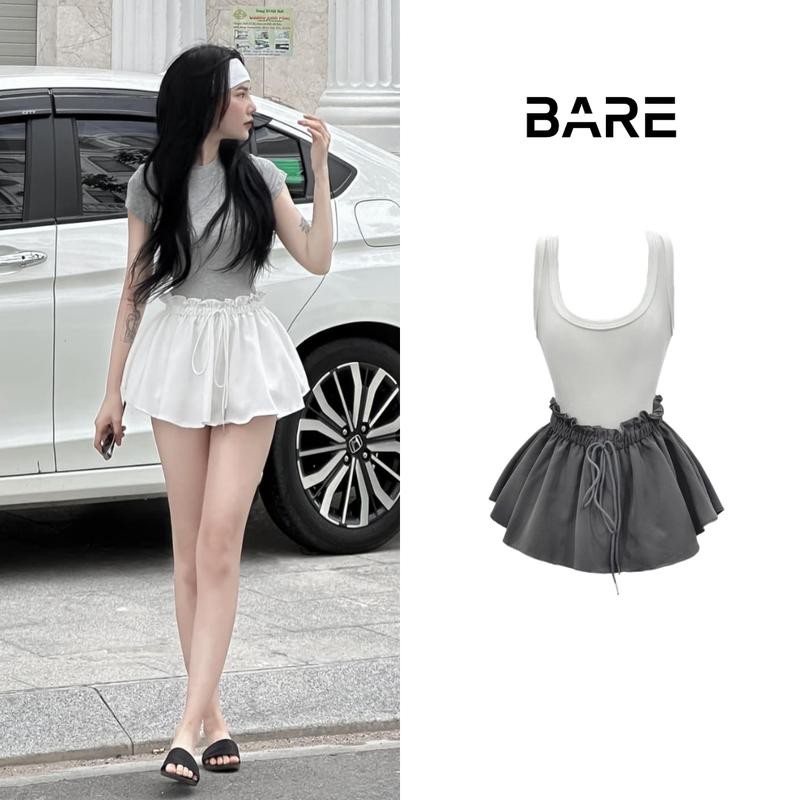 Quần Váy Dáng Xoè Lưng Chun Kéo Rút Phối Bèo (Có Lót) Xinh Xắn Cho Nữ_Q092 Women