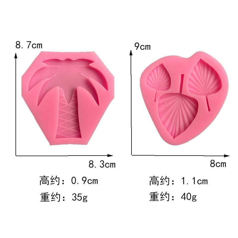 Dừa Plumeria Rubra Hibiscus Rosa-Sinensis Fan Blade Khuôn Silicon Mềm Fondant Chocolate Khuôn Trang Trí Bánh Khuôn Gốm Đất Sét Epoxy Thạch Cao Trang Trí Khuôn
