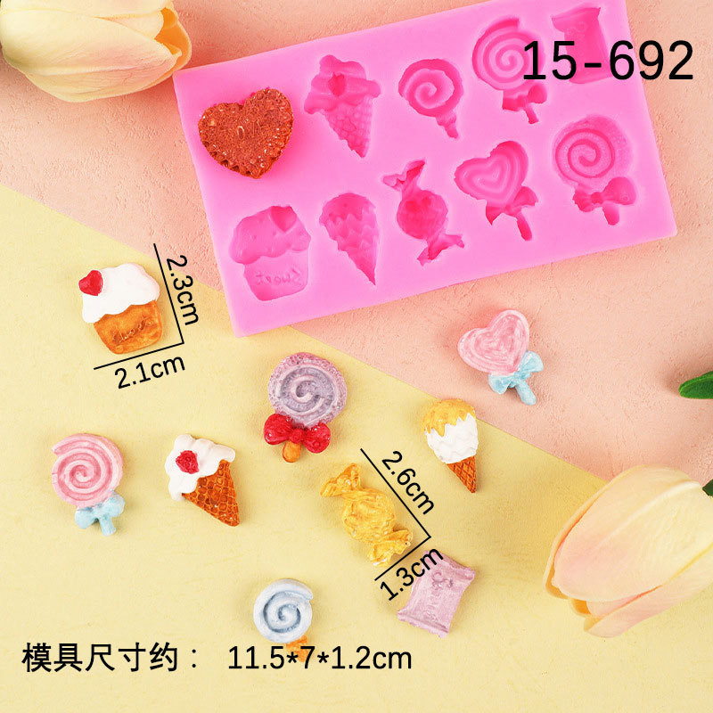Tự Làm Khuôn Socola Kẹo Lollipop Kem Hình Trái Tim Nơ Bánh Quy Mô Mô Hình Khuôn Silicon Fondant Thạch Cao Epoxy Khuôn